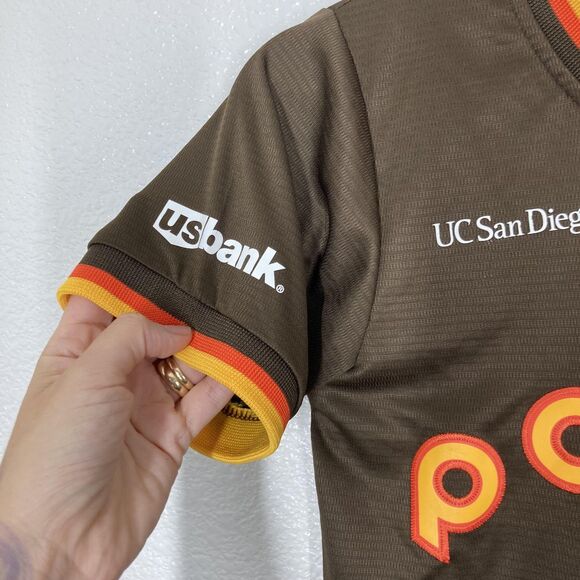 San Diego Padres Jersey Youth Small Brown Yellow MLB Baseball Little League 24 - Picture 9 of 14